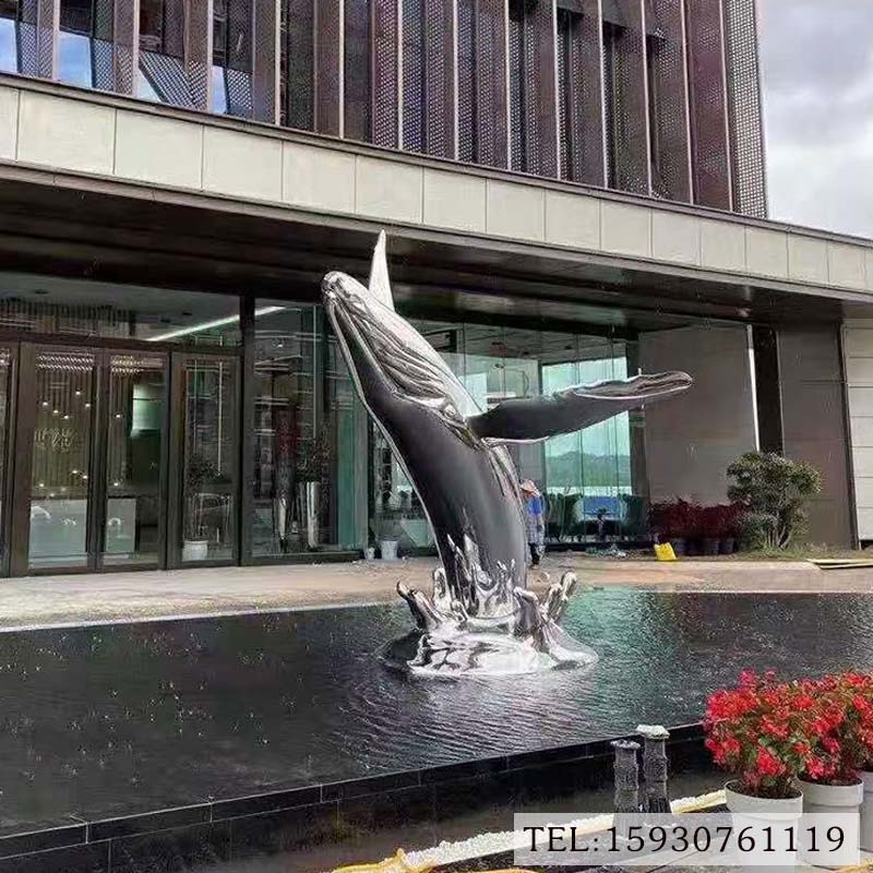 不銹鋼雕塑海豚,大型海洋動物定制