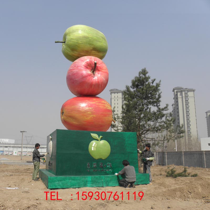 大型水果雕塑，蘋果櫻桃不銹鋼抽象雕塑，戶外廣場公園景觀雕塑擺件